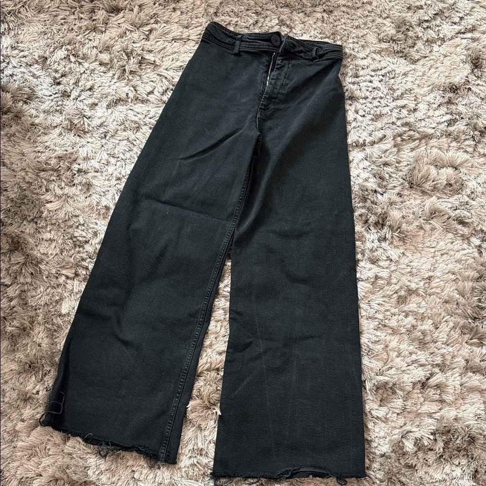Zara Black Wide-Leg Flare Jeans